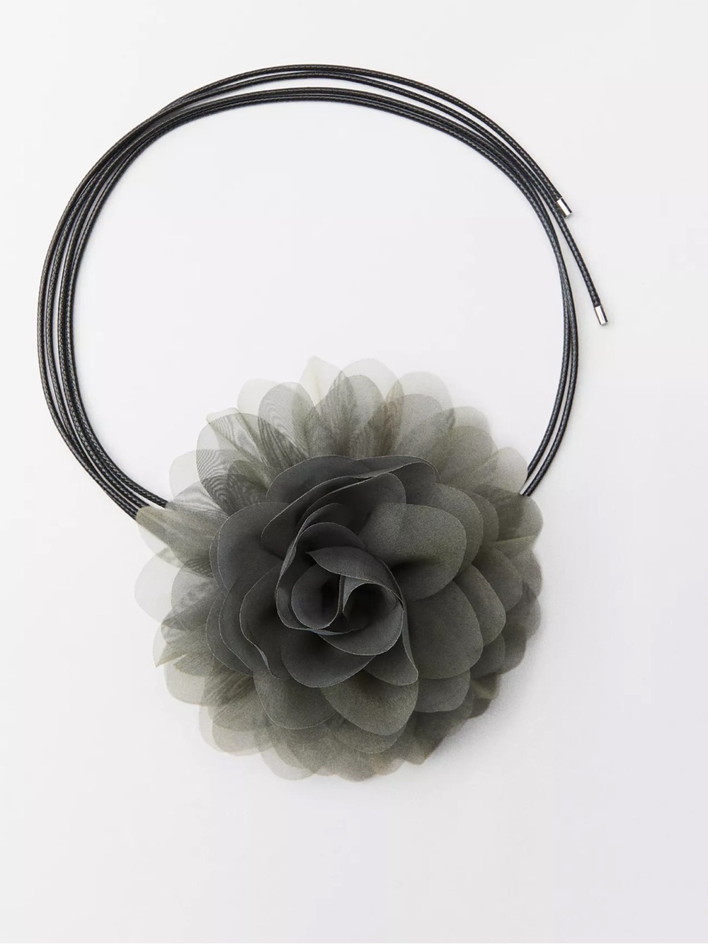 Corded Collar Flower - Choker with Mesh Flower